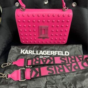 Karl Lagerfeld Vibrant Pink Studded Crossbody Bag